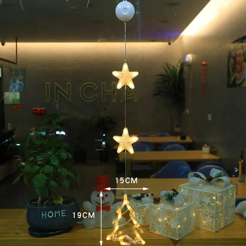 LED Light Star Xmas Tree Hanging Sucker Lamp