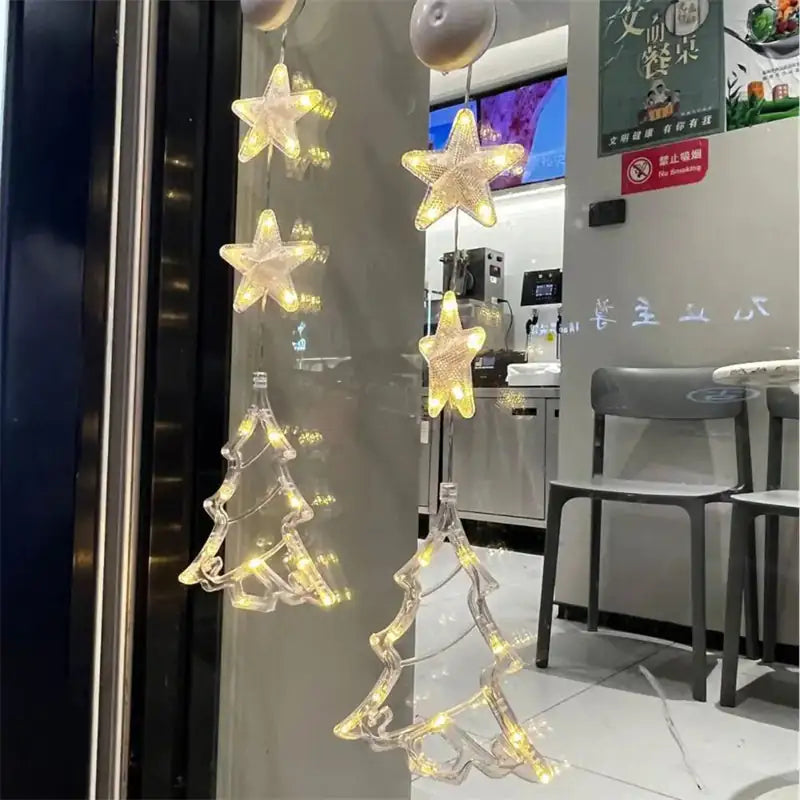 LED Light Star Xmas Tree Hanging Sucker Lamp