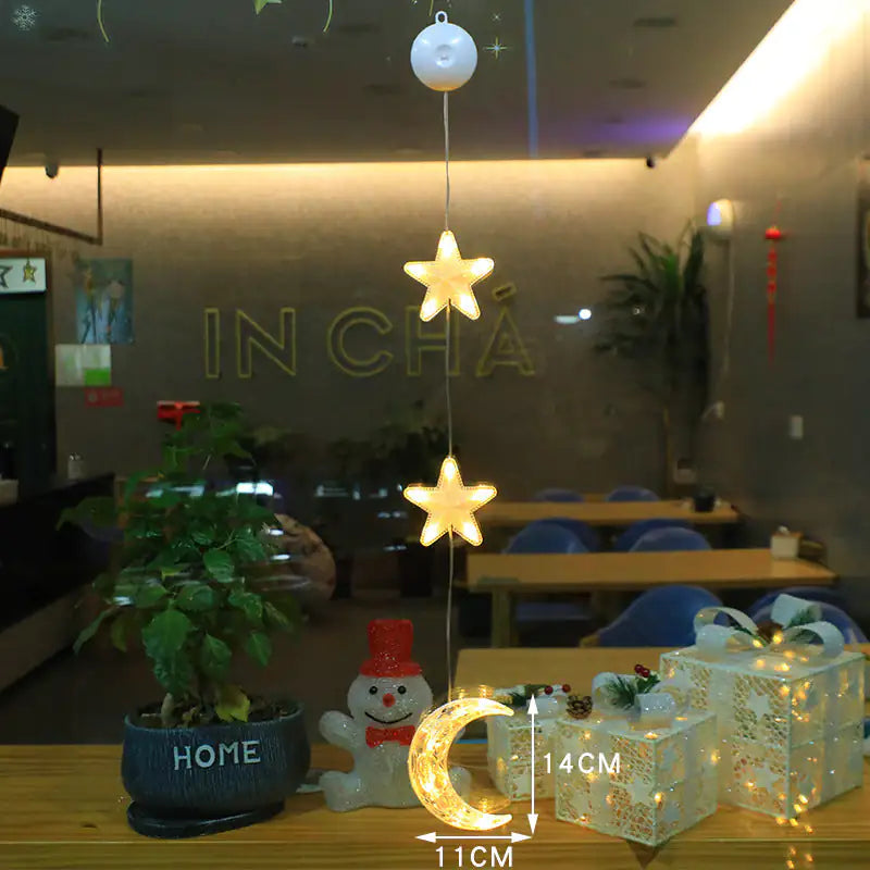 LED Light Star Xmas Tree Hanging Sucker Lamp