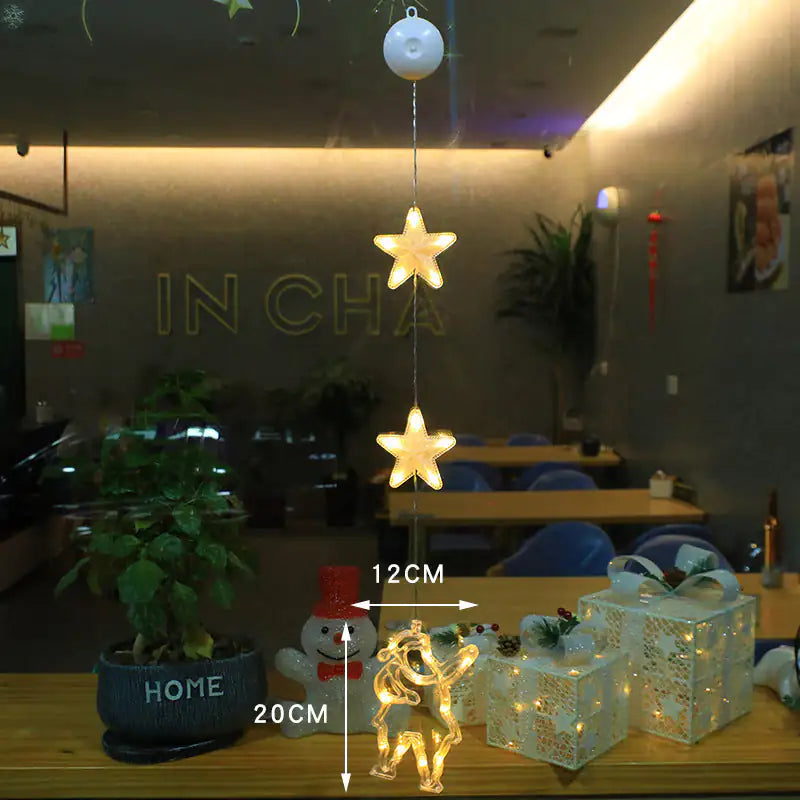 LED Light Star Xmas Tree Hanging Sucker Lamp