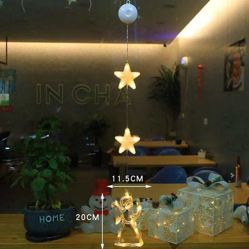 LED Light Star Xmas Tree Hanging Sucker Lamp