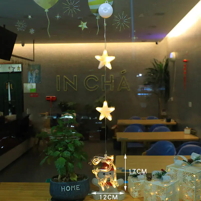 LED Light Star Xmas Tree Hanging Sucker Lamp
