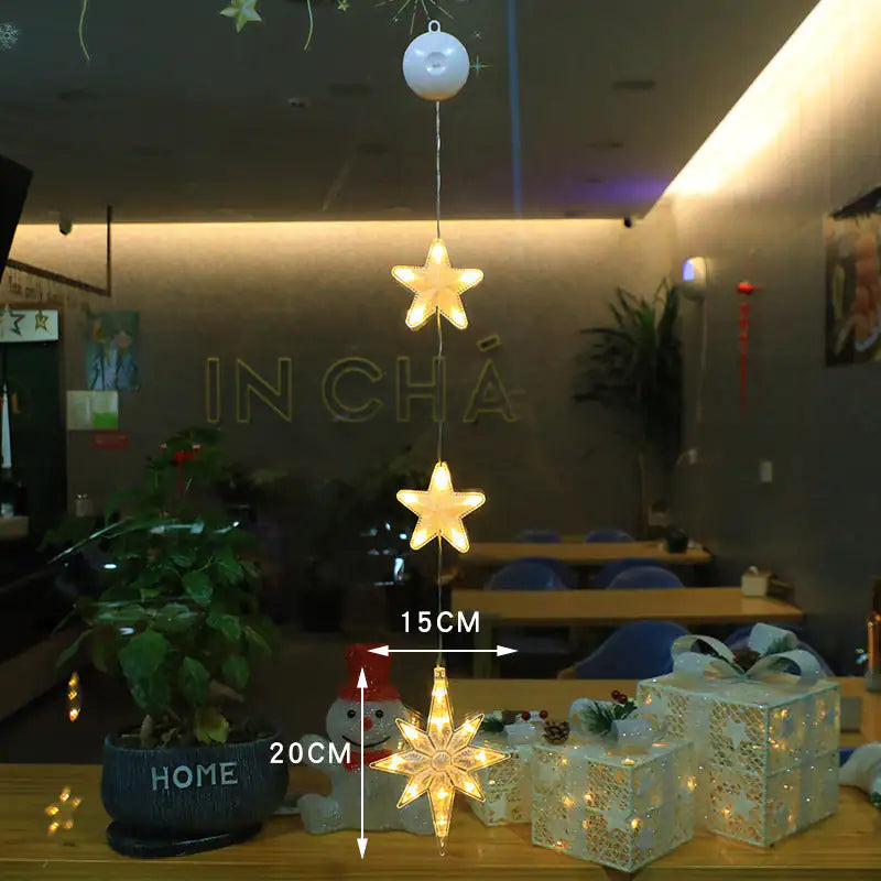 LED Light Star Xmas Tree Hanging Sucker Lamp
