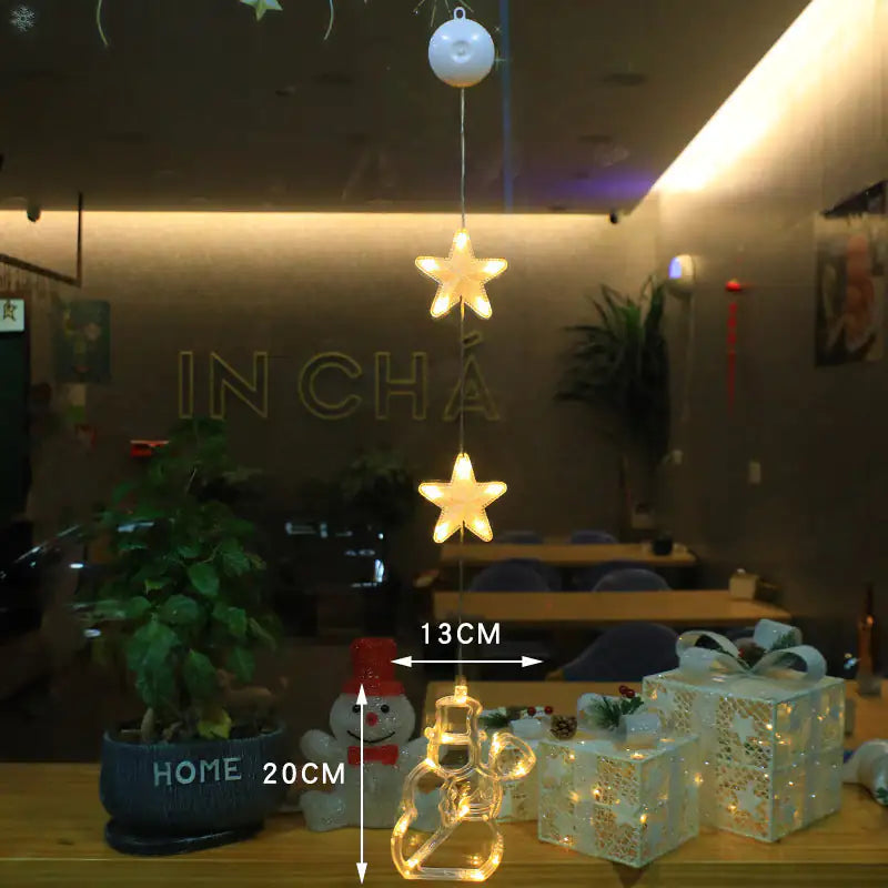 LED Light Star Xmas Tree Hanging Sucker Lamp