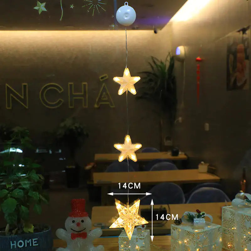 LED Light Star Xmas Tree Hanging Sucker Lamp