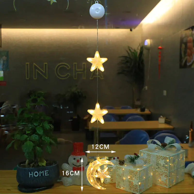 LED Light Star Xmas Tree Hanging Sucker Lamp