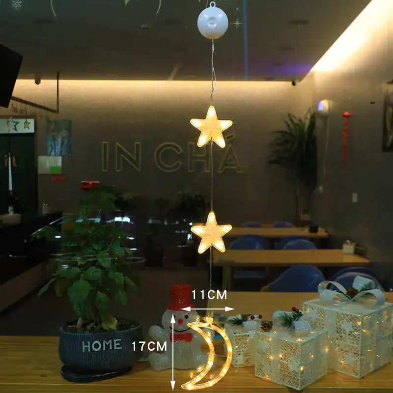 LED Light Star Xmas Tree Hanging Sucker Lamp