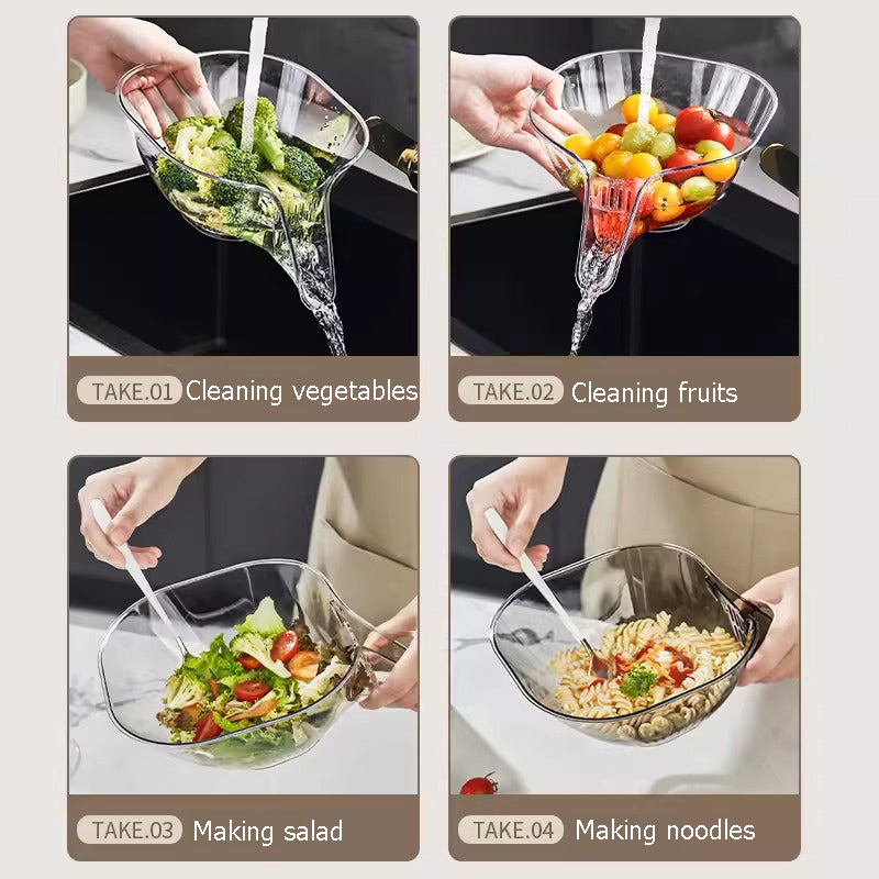 Multifunctional drainage bowl household sink vegetable basin kitchen fruit cleaning plate PET kitchen gadget Colanders Strainers