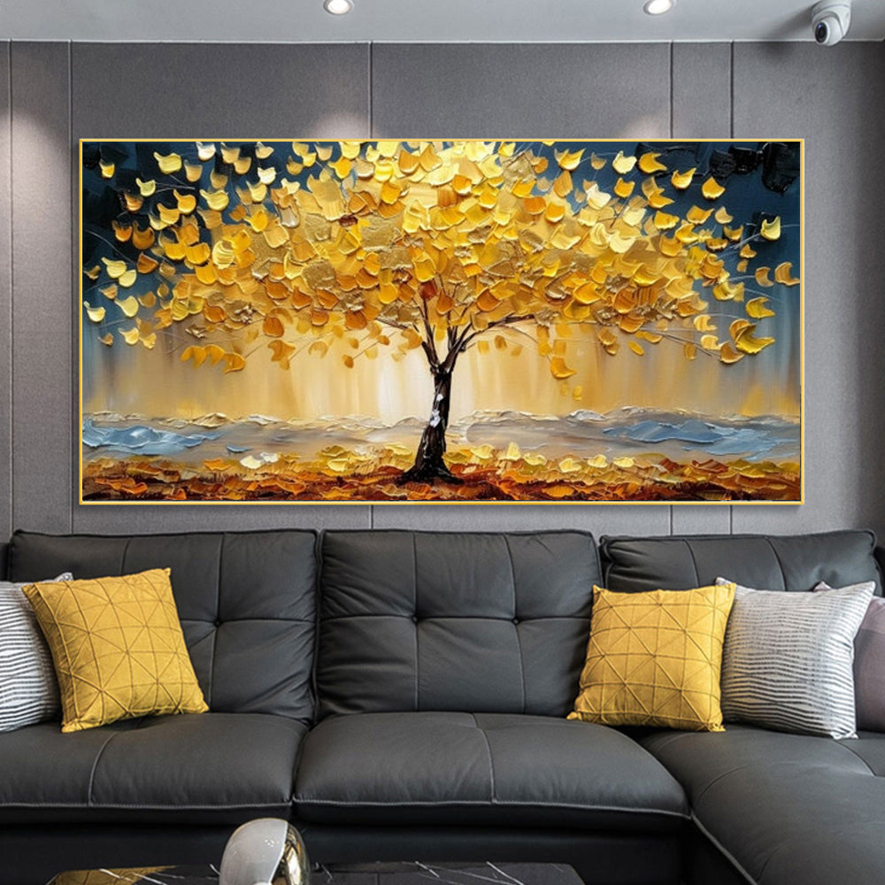 Abstract Golden Tree Prints Oil