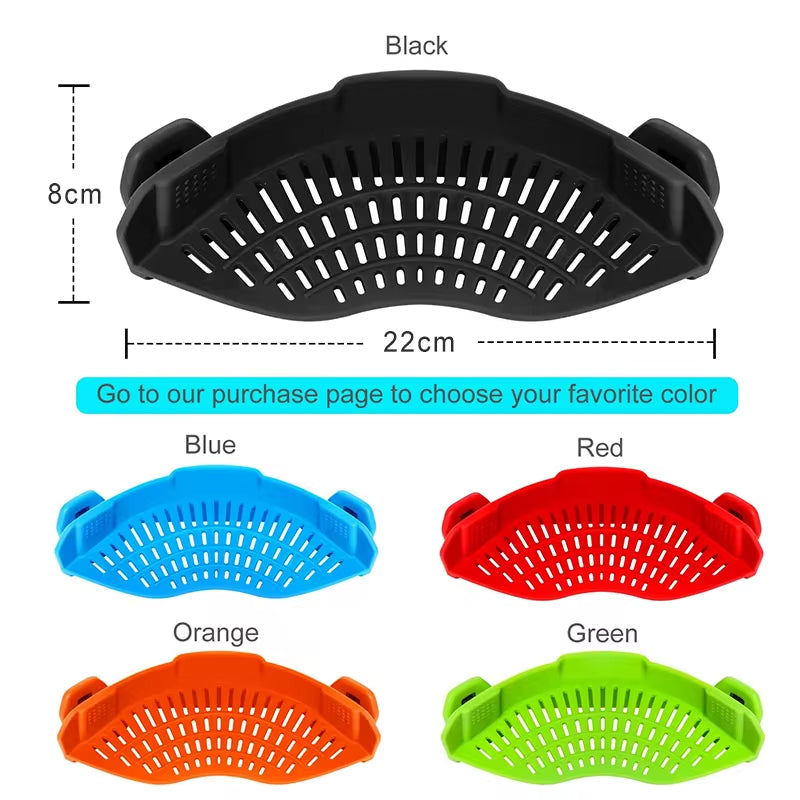 Kitchen Silicone Drainer Pasta Noodle Pot Colander