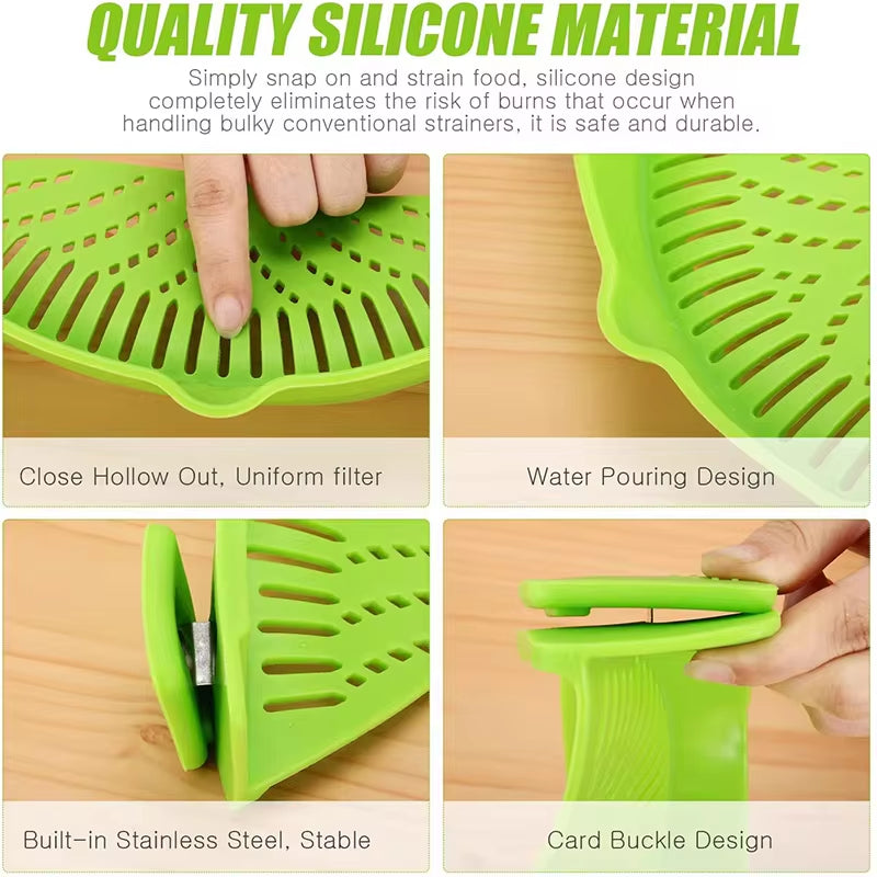 Kitchen Silicone Drainer Pasta Noodle Pot Colander