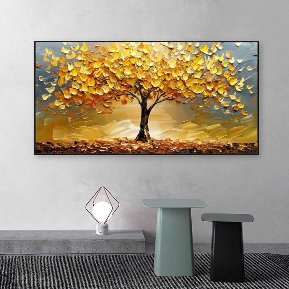 Abstract Golden Tree Prints Oil