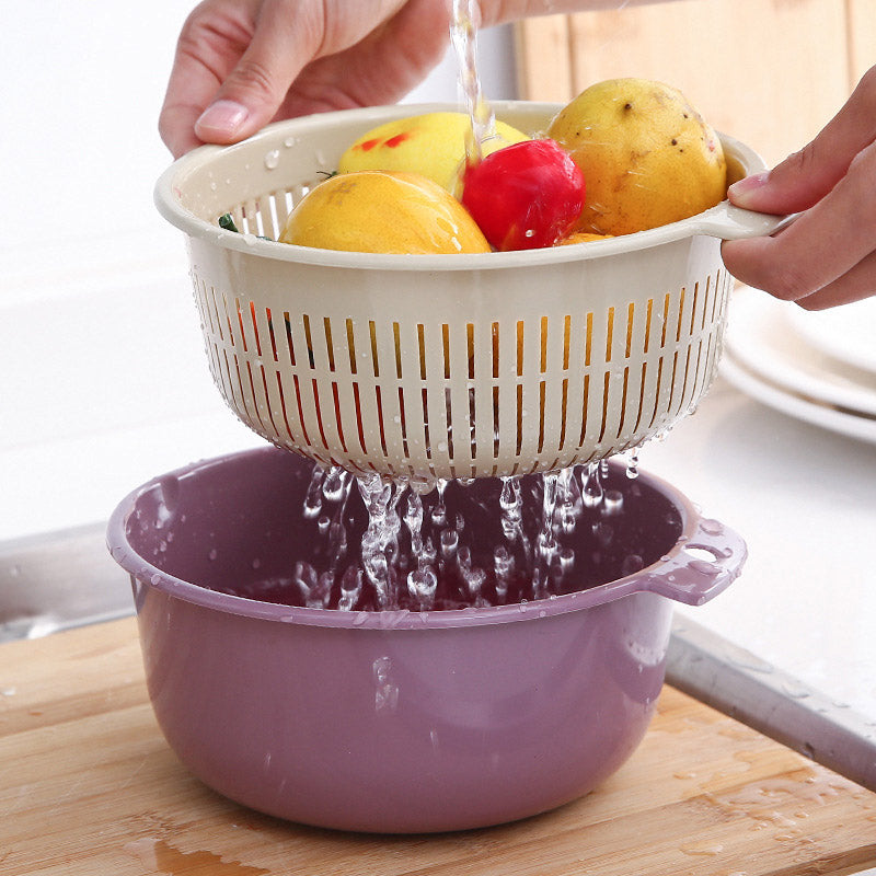 Kitchen Double Layer Drain Basket Bowl