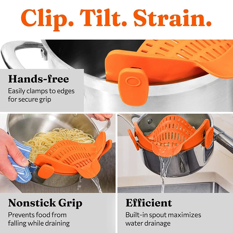 Kitchen Strainer Clip Pan Silicone Drain Rack