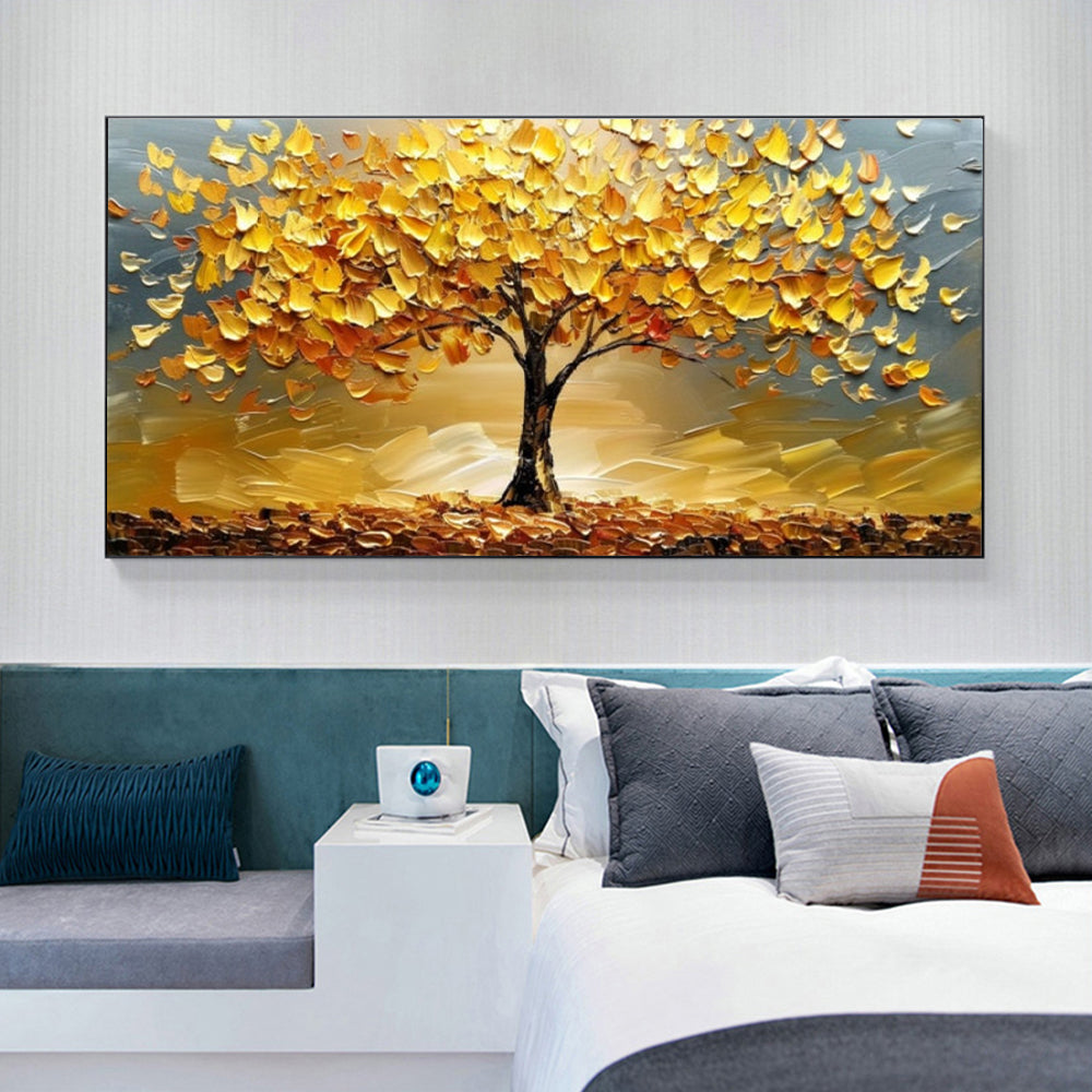 Abstract Golden Tree Prints Oil