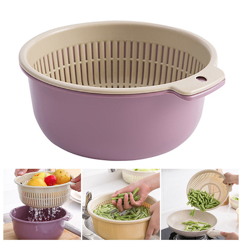 Kitchen Double Layer Drain Basket Bowl