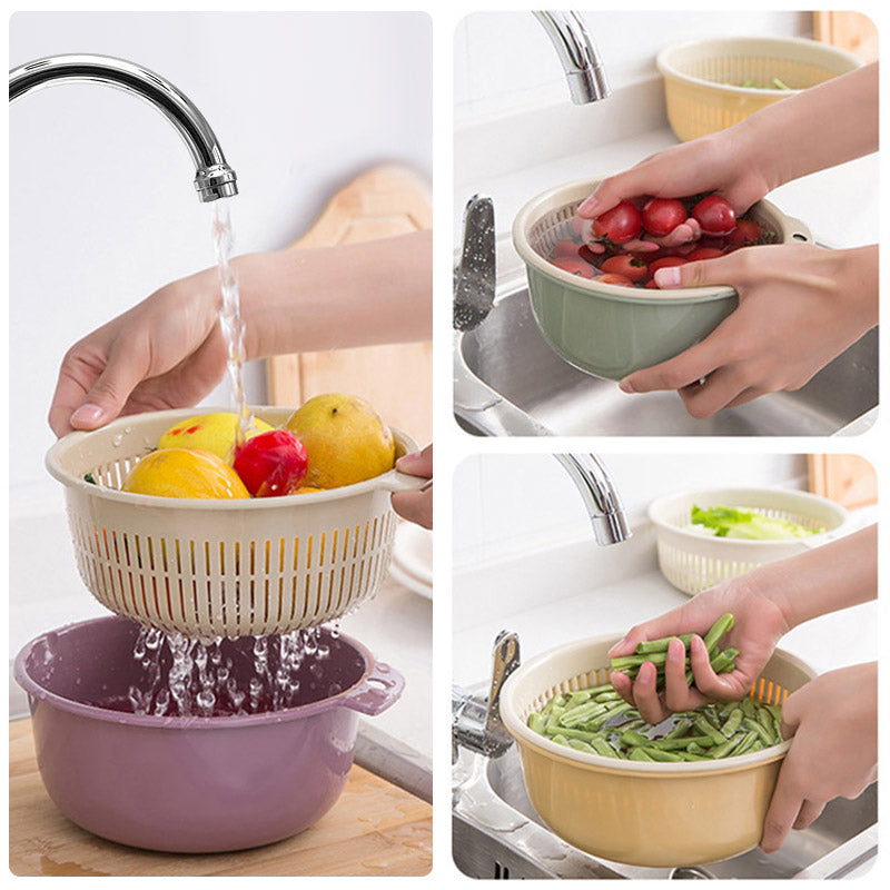 Kitchen Double Layer Drain Basket Bowl