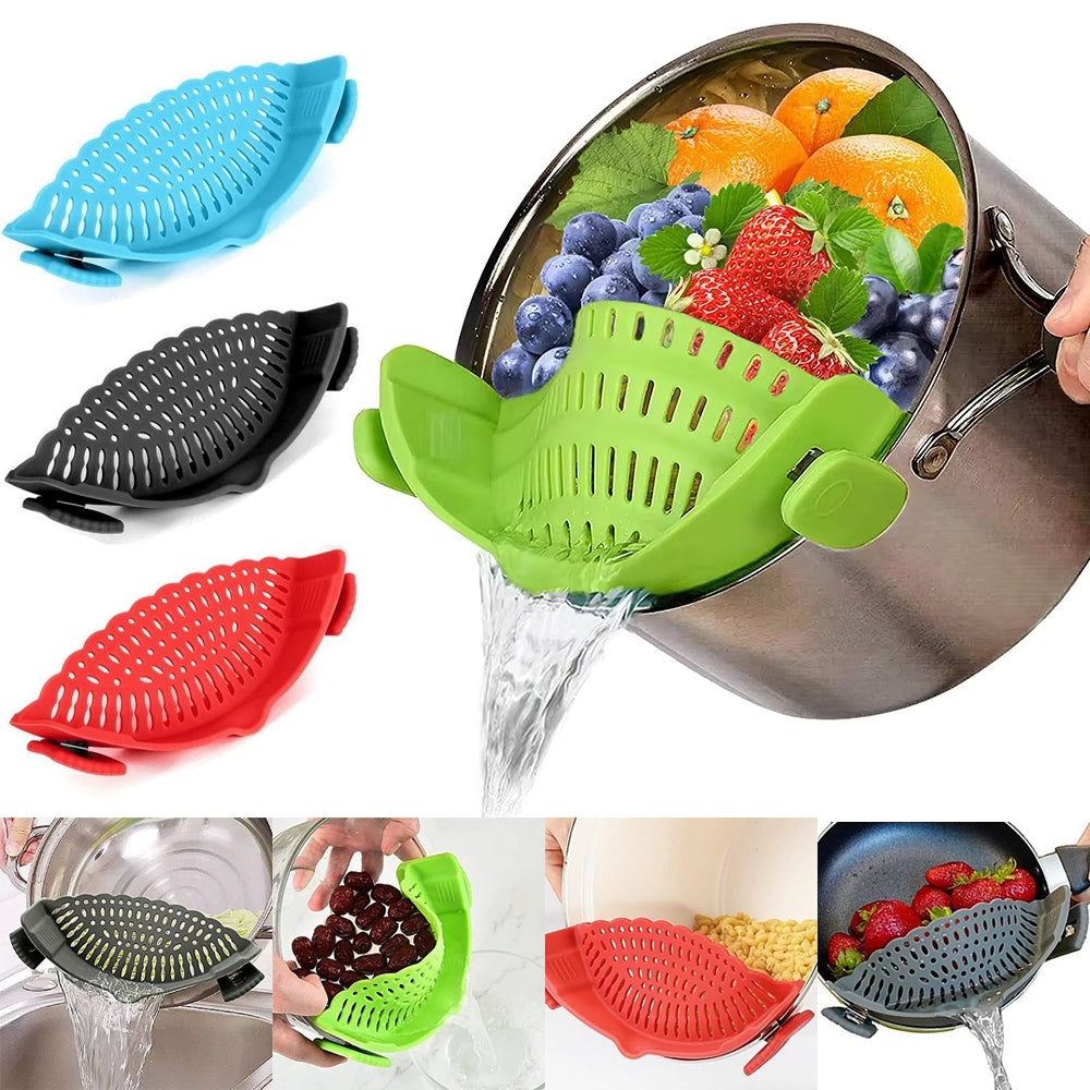 Kitchen Silicone Drainer Pasta Noodle Pot Colander