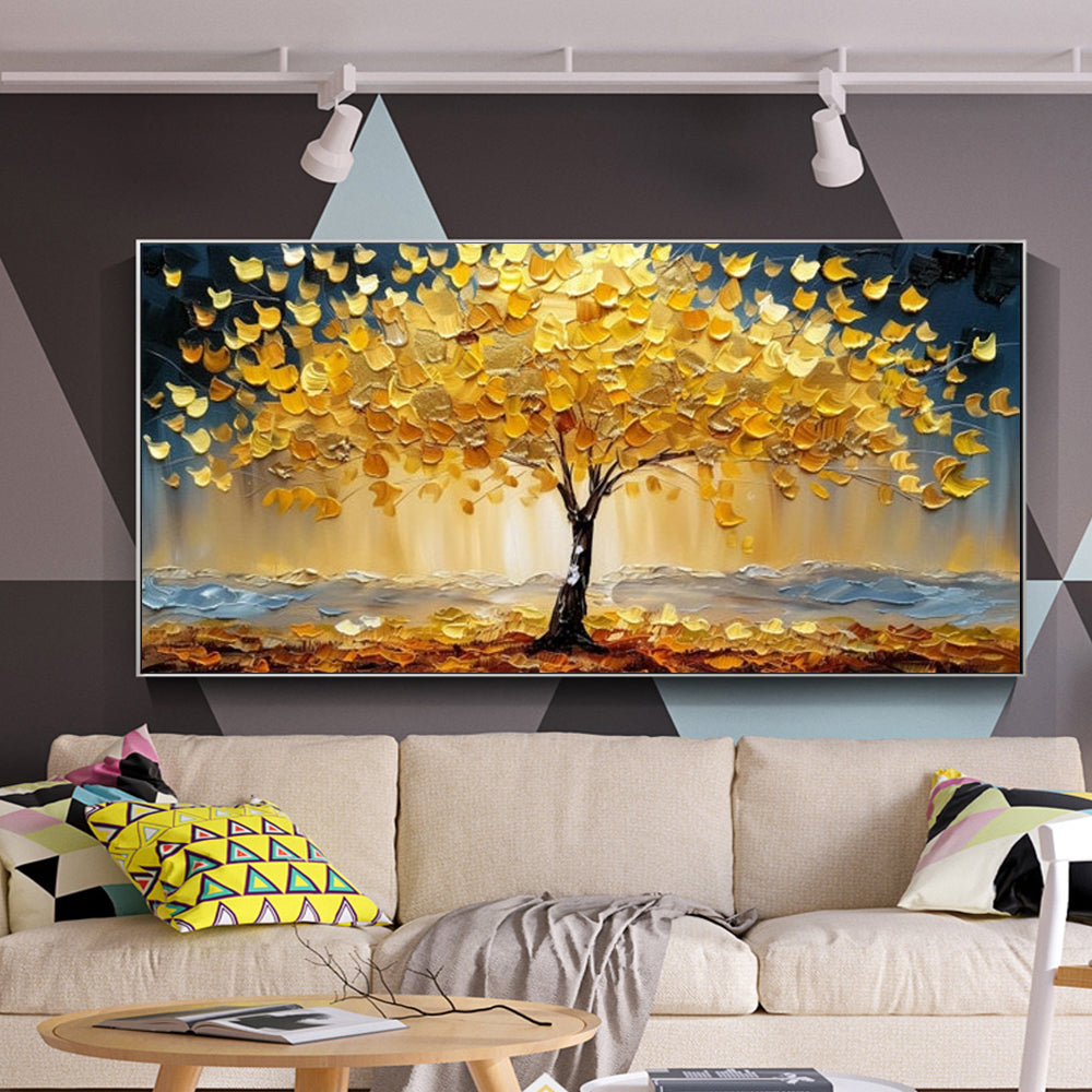 Abstract Golden Tree Prints Oil