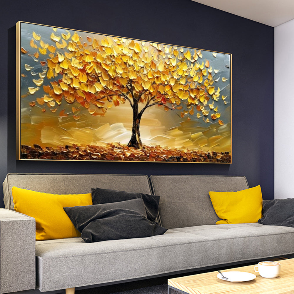 Abstract Golden Tree Prints Oil