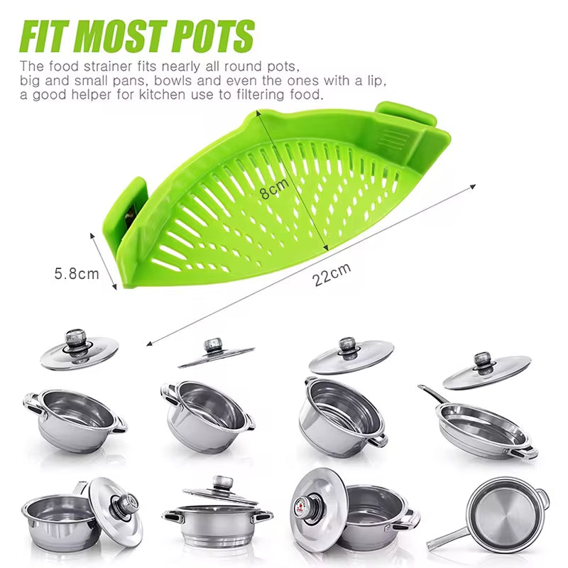 Kitchen Silicone Drainer Pasta Noodle Pot Colander