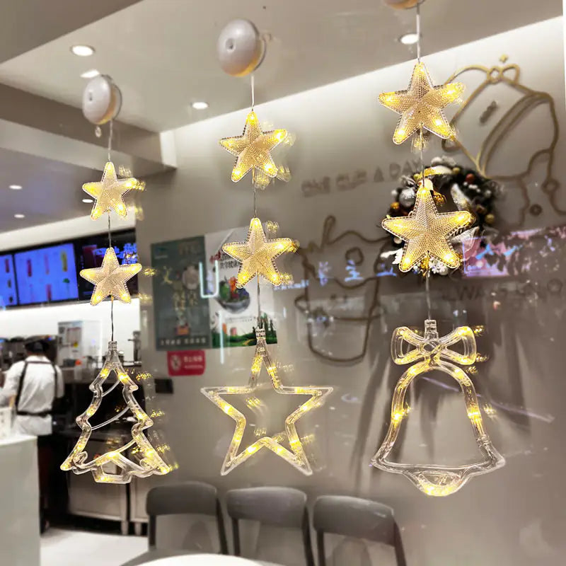 LED Light Star Xmas Tree Hanging Sucker Lamp